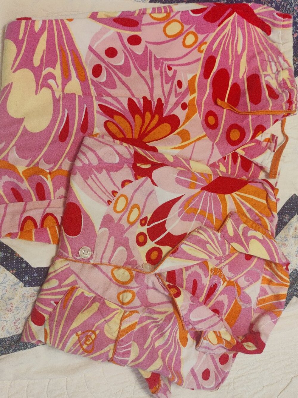 Vintage 90s Y2K Victoria's Secret 100% Cotton Butterfly Print Pajama Set